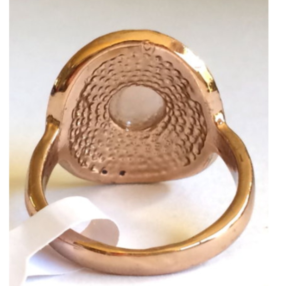 SOLD! Rose Gold Art Deco Cocktail Ring Pink Size 9 - Picture 6 of 8